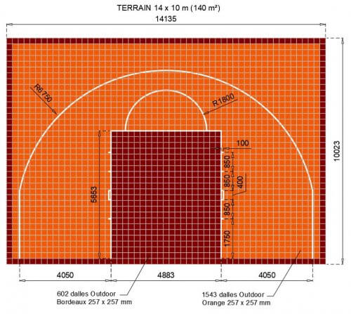 Terrain-basket- Bordeaux et Orange