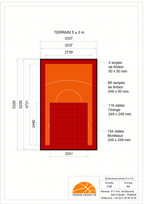 Plan Dalles Terrains Basket INTERIEUR avec rampes-5 x 3