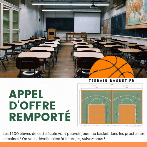 Appel d’offre remporté :1500 élèves vont bientôt pouvoir jouer au basket au sein de leur école !