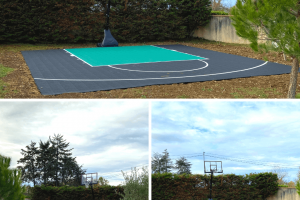 Terrain de basket installé à proximité de Villeneuve sur Lot